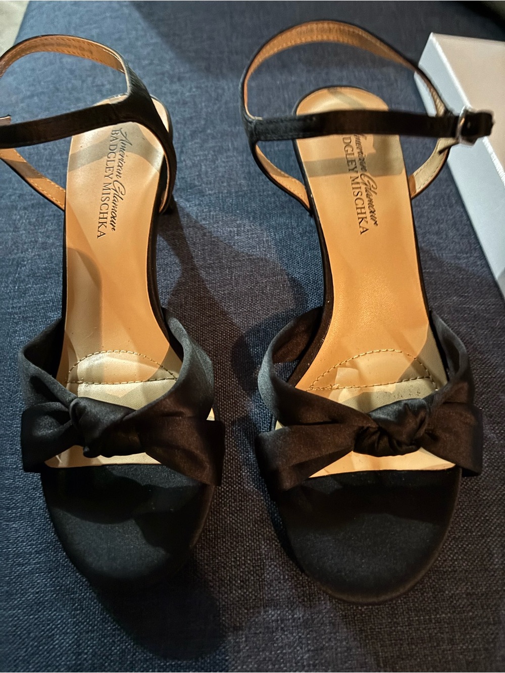 Badgley Mischka Black Bow Ankle-Strap Heels